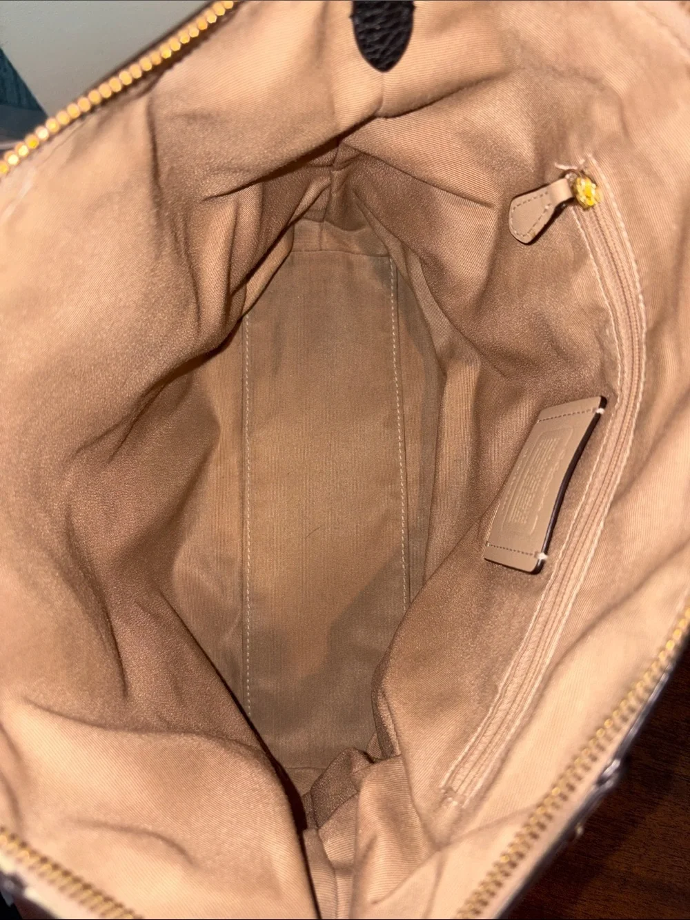 Coach Satchel shoulder bag Crossbody bag color block cream taupe black/goldtone